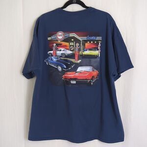 Corvette Stingray Graphic Navy Blue Tee Shirt Size 2 XL